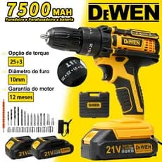 Parafusadeira Furadeira de Elétrica Sem Fio Impacto 2Bateria 3 funções Kit Completo Acessórios 28pcs
