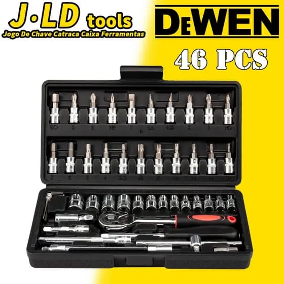 Kit De Ferramentas 46 Peças Jogo De Chave Catraca Caixa De Ferramentas com Maleta