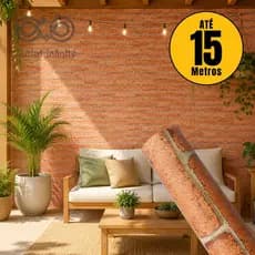 Papel de Parede Premium Rolo 5 Metros Autoadesivo Tijolinho Rústico Sala Quarto 5m x 45cm