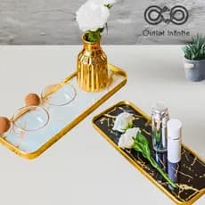 Bandeja Espelhada Multiuso Decorativa Banheiro Lavabo Decoração Bandeja Espelhado Cafe