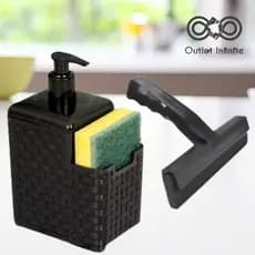 Porta Detergente Sabão Dispenser 2 em 1 Com Suporte Para Bucha Esponja e Rodo