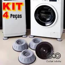 Kit 4 Suporte Pé Nivelador Máquina de Lavar/Geladeira Anti-Ruído