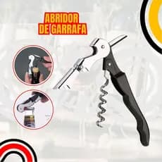 Abridor de Garrafas Vinho Articulado Prático Metal Preto Saca Rolhas