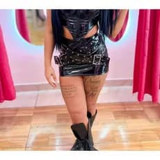 Saia Vinil Metalizada Feminina Moda Gringa Balada