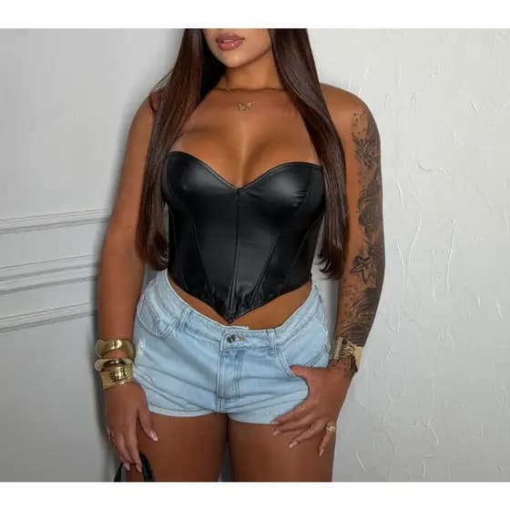 Corselet Coração Courino Couro