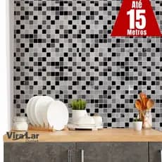 Papel de Parede 3D 5 Metros x 45cm Adesivo Autocolante Pastilha Mosaico Sala, Banheiro, Cozinha
