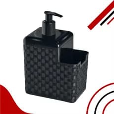 Porta Detergente Sabão 2 em 1 Com Suporte Para Bucha Esponja Rattan