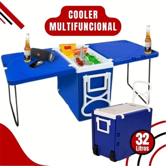 Cooler 32L Super Térmico Multifuncional – Ideal para Praia, Camping e Lazer , Com ou Sem Mesa