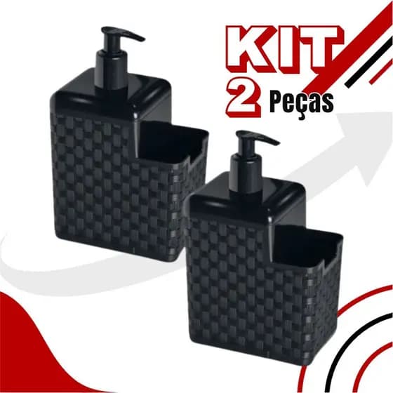 Kit com 2 Porta Detergente Sabão 2 em 1 Com Suporte Para Bucha Esponja Rattan