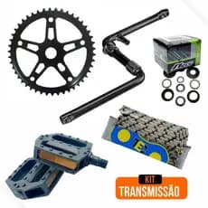 Transmissão Bike 26 - Central 45mm + Pedivela 165mm + Engrenagem 46d + Corrente Grossa + Pedal Nylon