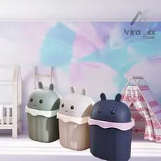 Mini Lixeira Urso com Tampa Multiuso  Quarto Banheiro Compacta Decorativa para Casa