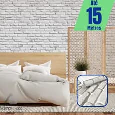 Papel de Parede Autoadesivo Premium 5 Metros Tijolinho Branco 3D Sala/Quarto 5m x 45cm