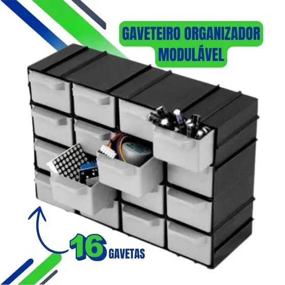 Gaveteiro Mini 16 Gavetas Empilhável – Organizador Modulável Multiuso