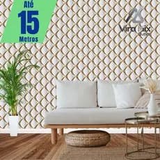 Papel de Parede Decorativo Losango Dourado 3D Adesivo Autocolante 5m x 45cm Sala Quarto