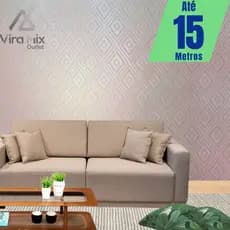 Papel de Parede Premium Bordado Rosê 3D Rolo 5m x 45cm Autocolante Sala Quarto