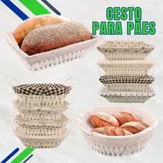 Cesto de Pão para Pães Bolos Organizador com Forro Estampados Multiuso