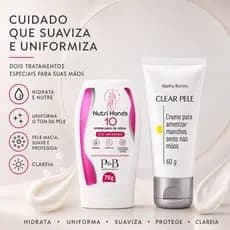 Kit Creme Clareador Para Maos Com Niacinamida Efeito Clareador Imediato P&B Cosmeticos Beauty