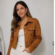 Jaqueta Feminina Suede  Premium Botões Dourados Moda Inverno Casual Elegante Tendência 2026