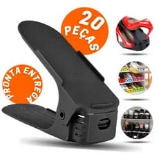 Kit 20 Organizador De Sapatos Saltos e Tênis Com Regulagem de Altura Preto