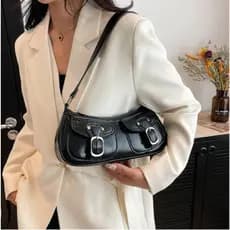 Bolsa Feminina de Ombro Baguete Fivela Casual Sofisticada Moderna
