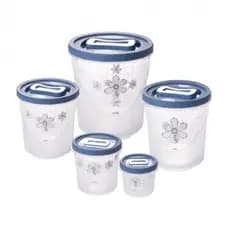Kit Floral com 5 Potes Decorativos C/ Tampa Rosca – Ideal para Armazenar Ração, Petiscos e Biscoitos de Cães e Gatos