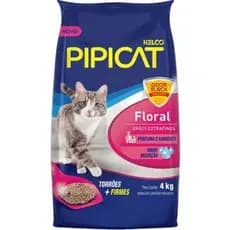 Areia Higiênica Granulado Sanitário Floral Pipicat Grãos Extrafinos Para Gatos - 4KG