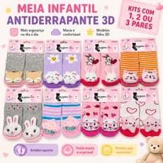 Meias Infantil 3D Menina Antiderrapante - Crie Meias