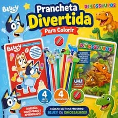 Livro Prancheta Divertida Bluey ou Dinossauros Para Colorir Com 4 Lápis de Cor 4 Borrachas e Apontador Infantil