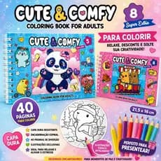 📚✨ Livro Cute & Comfy 8 Para Colorir Adultos | Capa Dura Espiral 40 Páginas 21,5x16cm Antiestresse