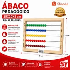 ábaco do aluno 25x20x2cm com 40 bolinhas Brinquedo Educativo Desenvolvimento infantil