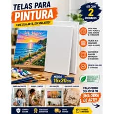 Tela Para Pintura 15x20 Kit 2 Unidades | Tela Artística Para Tinta Acrílica, Óleo e Artesanato