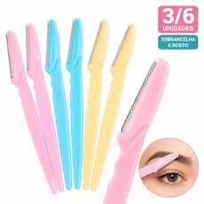 Kit 3/6 Lâminas Depilador Facial Sobrancelha Removedor de Pelos Navalha Portátil Profissional