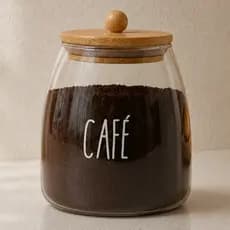 Pote Bojudo para Cantinho do Café Pote de Vidro e Hermético com tampa de Bambu 1 Litro