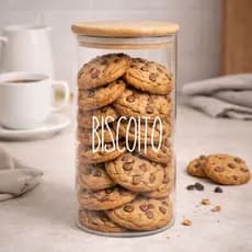 Pote vidro Biscoito borossilicato tampa hermética bambu 1,1L