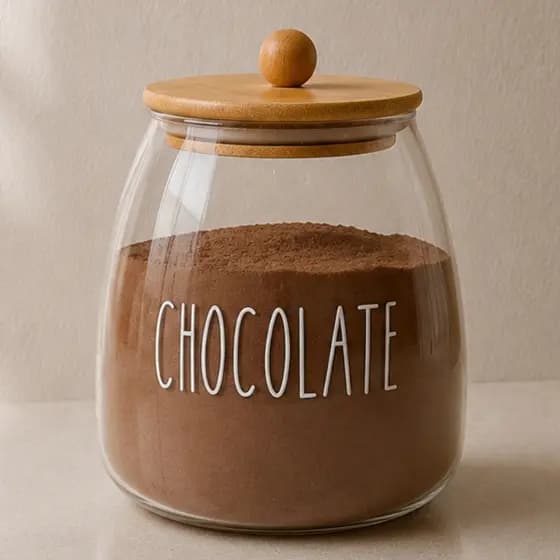 Pote Bojudo Para Chocolate e Doces Cantinho do Café Pote de Vidro e Hermético com tampa de Bambu 1 Litro