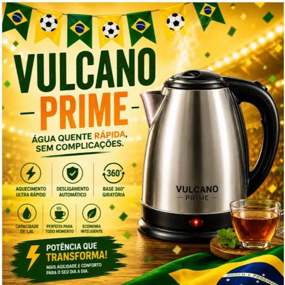 Chaleira Elétrica Inox 1,8L 1500W 220V Vulcano Prime Café Chá Ferve Água Rápido