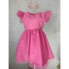 vestido infantil tule na manga pink
