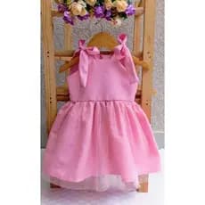 vestuido infantil rosa bb de amarrar ombro