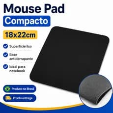Mouse Pad Preto Compacto 18x22cm Base Antiderrapante Para PC e Notebook