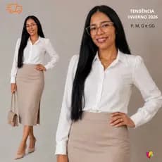 Blusa feminina, Branca, Blusa feminina estilosa, Blusa de frio, Roupa luxo, Roupas Elegante, Crepe de Seda ~ P, M, G, GG