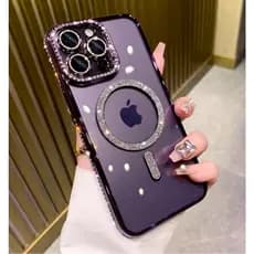 Capinha Magsafe Brilho Luxo Strass iPhone 11 12 13 14 15 Promax