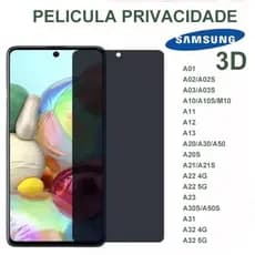 Película 3D Vidro Temperado Privacidade Anti Spy para Samsung Linha Galaxy: A /S /M /J