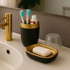 KIT ARTHI LUXO Porta Escova de Dente  e Saboneteira