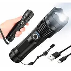 Lanterna LED P50 Onex Tática Recarregável – Super Potente, 1200lm, Zoom, USB, IP65