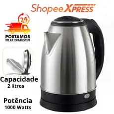 Chaleira Elétrica Inox 1,8L 1000W – Água Quente em Minutos 127V
