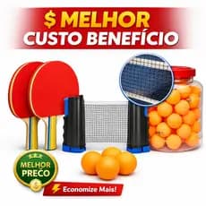 Kit Ping Pong Completo Rede Retrátil + Raquetes + 60 Bolinhas Portátil