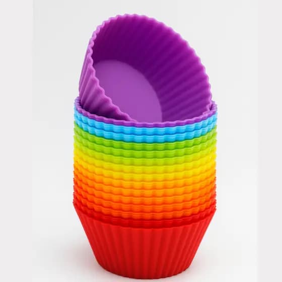 Kit 12 Forminhas de Silicone Cupcake Antiaderente Reutilizável