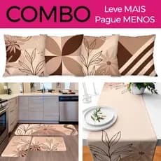 COMBO: KIT DE 4 CAPAS PARA ALMOFADA + KIT DE 3 TAPETES PARA COZINHA + TRILHO DE MESA 012