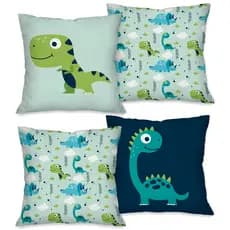 Kit com 4 Capas para Almofadas Decorativas Infantil Dinossauro.