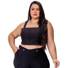 Blusa Cropped Plus Size Alfaiataria Lastek Nas Costas Confortável G1 G2